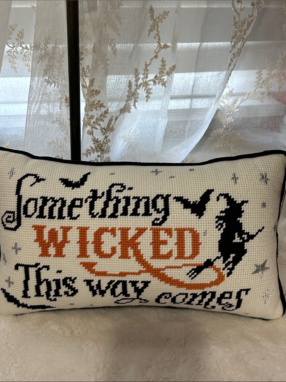 The farmhouse by Rachel Ashwell Halloween needlepoint pillow decor